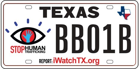 Texas License Plate featuring Human Trafficking Prevention 