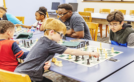 people play chess at the Hurst Public Library