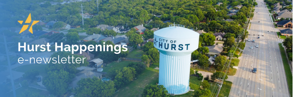 Email header with drone shot of Hurst water tower