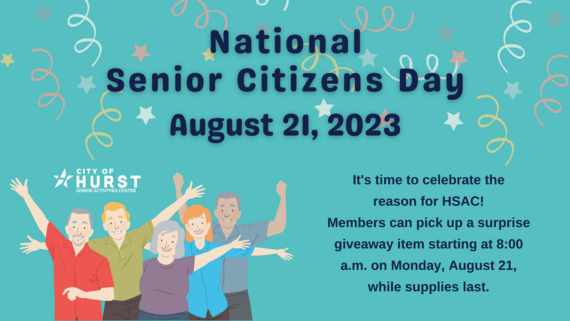 National Senior Citizens day graphic on August 21, 2023 - image of elderly people celebrating