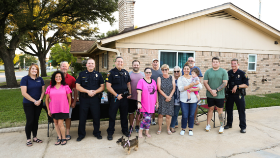 Hurst Police with neighbors during the 2022 National Night Out event