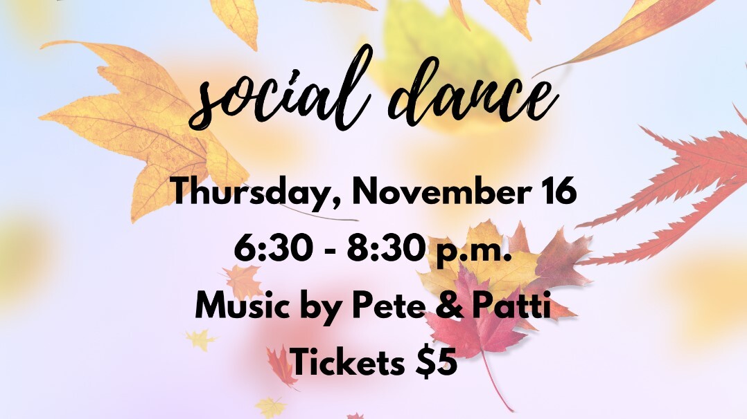 social dance graphic with fall leaves in background