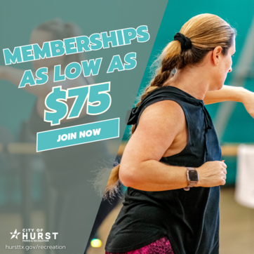 membership as low as $75 graphic with woman in exercise class 