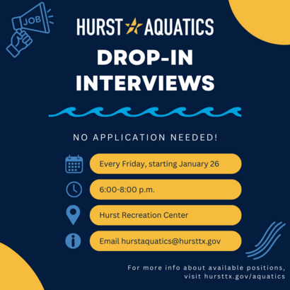 drop in interviews available at Hurst Aquatics Careers with no application needed