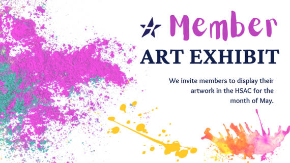member art exhibit graphic with splattered paint
