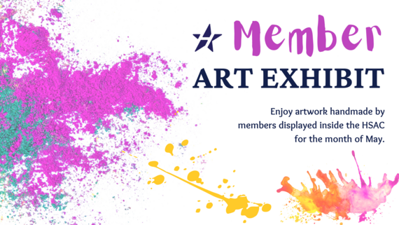 member art exhibit graphic with paint splatters