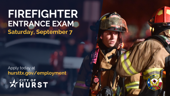 firefighter test with image of firefighters in bunker gear