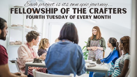 Fellowship of the Crafters graphic of people listening to crafting teacher