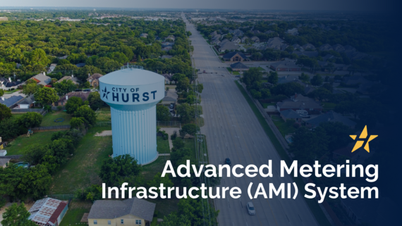 Advanced Metering Infrastructure Project with image of water tower in hurst