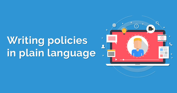 Writing policies in plain language and computer icon