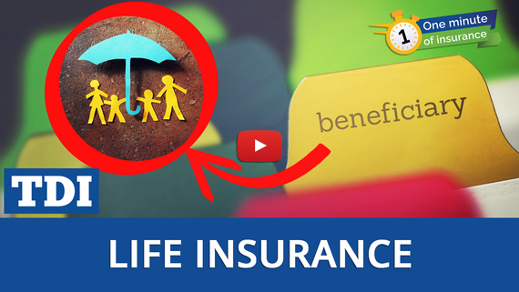 Image of yellow stick figure family under umbrella with word beneficiary pointing to them