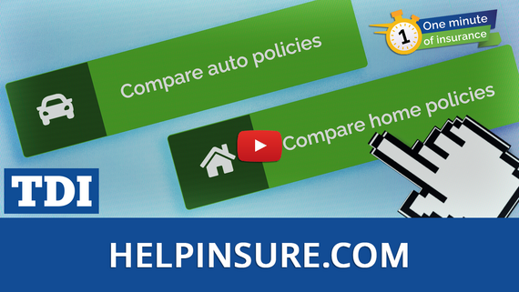 Image of HelpInsure Auto and home buttons with large hand 