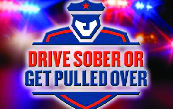An police officer illustration with the words, "Drive sober or get pulled over"