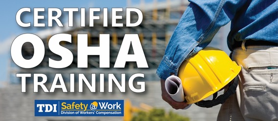 A man holding a hard hat beside the words, "Certified OSHA Training."