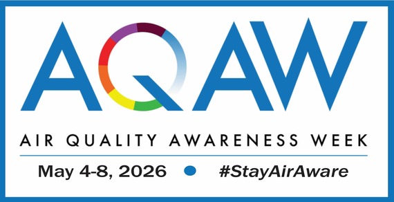 Blue lettering reads, "AQAW Air Quality Awareness Week, May 4-8, 2026, #StayAirAware