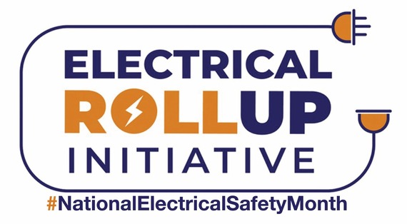An electric cord wraps around the words "Electrical Rollup Initiative" above the phrase "#NationalElectricalSafetyMonth."
