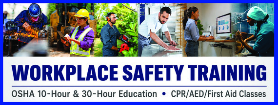 A collage of workers above "Workplace Safety Training."