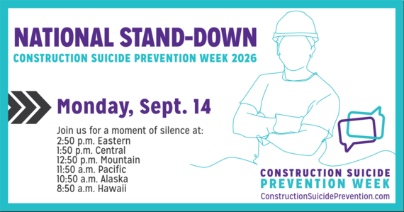 Infographic for National Stand-Down for Construction Suicide Prevention Week 2026