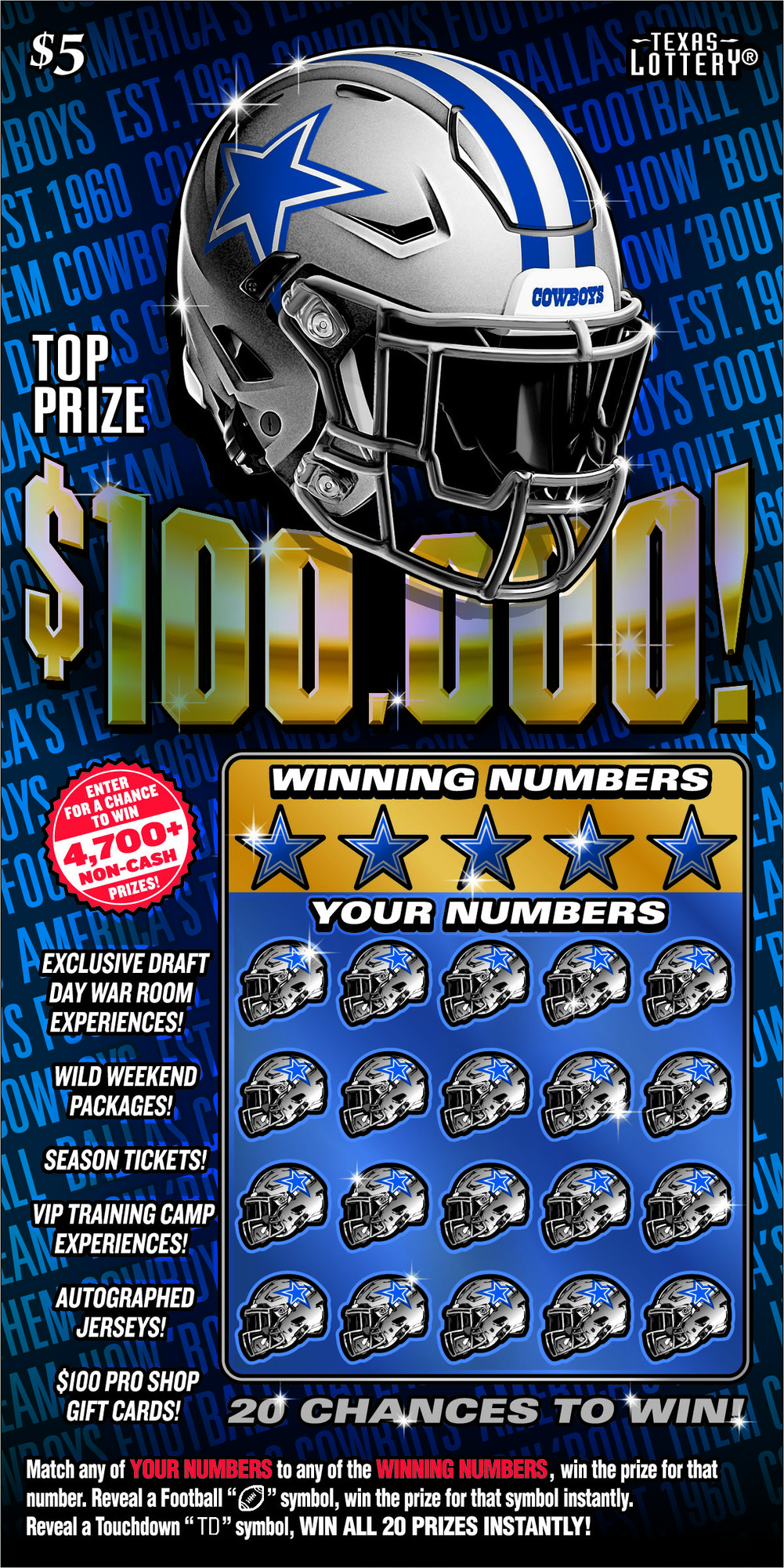 Texas Lottery Teams Up With Dallas Cowboys on New Scratch Ticket