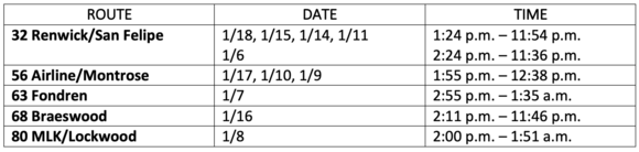 Second Bus Operator Schedule 