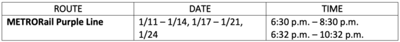 First METRORail Operator Schedule