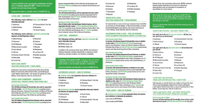 August 2021 Service Change Flyer