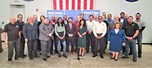 METRO, county and union leaders announce funding for apprenticeship programs at a Feb. 21, 2023 press conference.