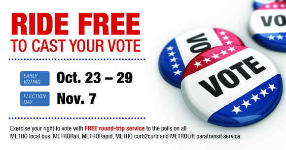 Ride METRO Free to Cast Your Vote