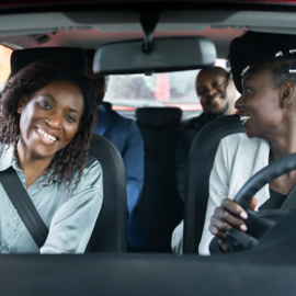 Photo of happy commuters