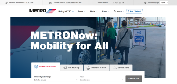 Screenshot of METRO Website