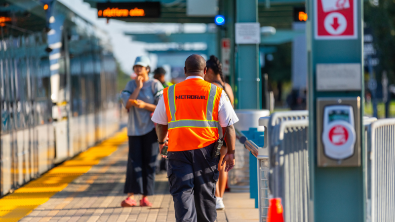 METRO Employee Walks Along METRORail Platform