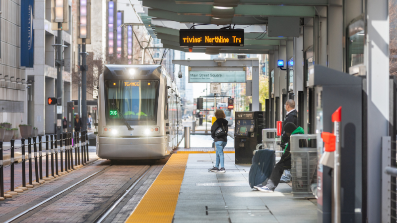METRORail Red Line Train Arriving at Main Street Square Platform