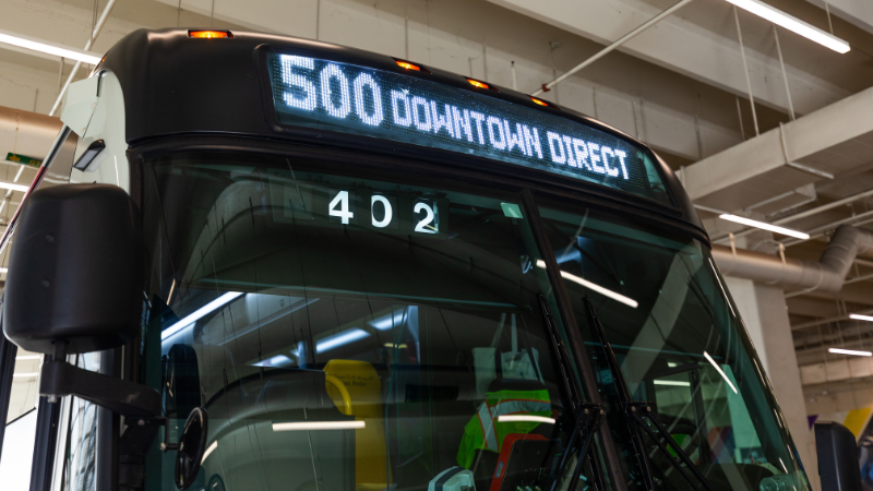500 Downtown Direct Bus Sign