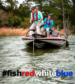 Anglers in a boat #fishredwhiteblue