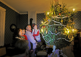 LBJ family around tree