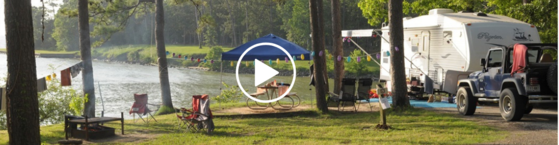 camp by lake with link to video