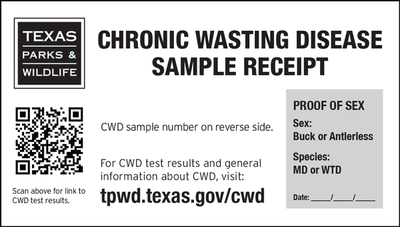 Chronic Wasting Disease receipt 