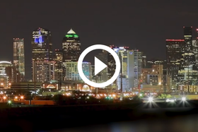 DFW skyline, lit up, video link 