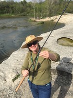 AED Manager Karen with a Tenkara rod