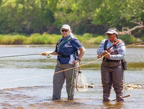 Picture of two women fly fishing