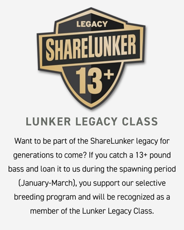 Picture of the Legacy ShareLunker category shield