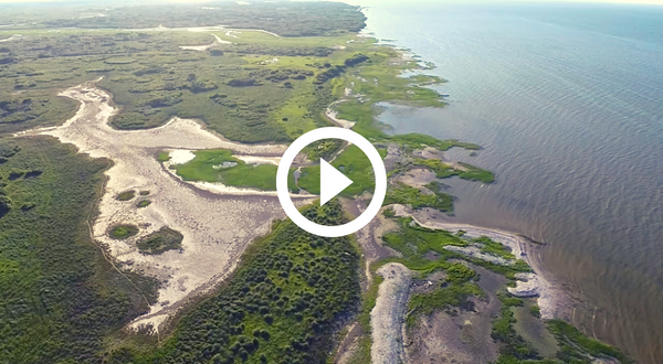 Aerial view of Matagorda Bay