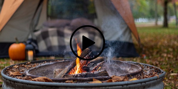 campfire and tent, video link