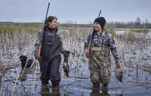 two female hunters with mallard harvest