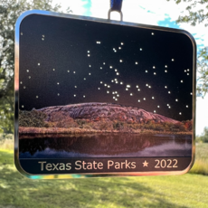 Image of the 2022 Holiday Ornament - the night sky at Enchanted Rock SNA