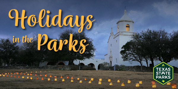 Image of Goliad State Park decorated for the holidays