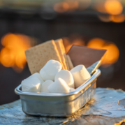 Image of a tray of s'mores ingredients