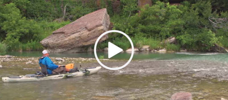 Angler in kayak on Llano River, video link