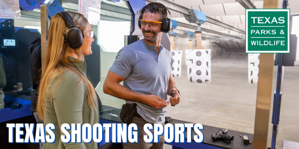 Image of a man and woman at a shooting range. 