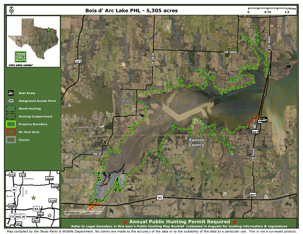 Bois d'Arc Lake Aerial Map